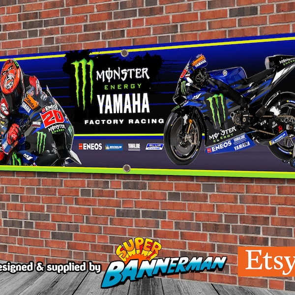 Yamaha Monster Factory Racing Team Fabio Quartararo Moto GP Banner for Garage, Workshop etc