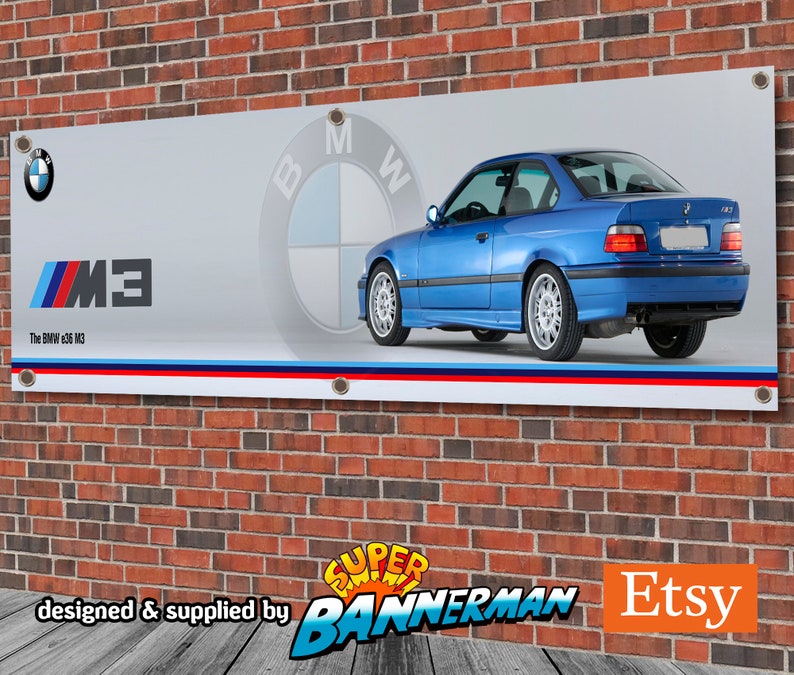 BMW E36 M3 Estoril Blue Banner for Garage Showroom Etsy