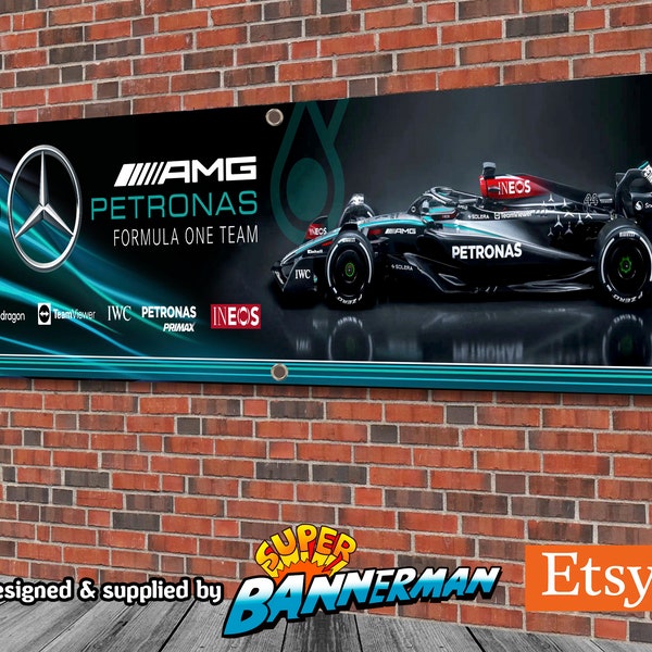 Mercedes Petronas 2024 F1 Team Banner für Garage, Werkstatt, Showroom usw