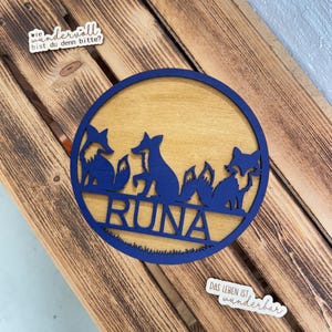 Targhette in legno personalizzate con motivi di volpe e foresta – decorazione per la cameretta dei bambini, idea regalo, realizzate a mano con cura, personalizzabili