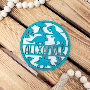 Dinosaur Dino Name Sign for Children's Room | Door Sign | Personalized Wooden Sign | Wall Decoration | Lettering up to 25 cm high image 2