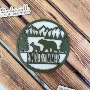 Targa con nome della foresta degli orsi, regalo di Natale personalizzato, decorazione della camera degli astronauti, targhetta in legno, targa per porta per la camera dei bambini