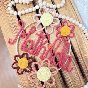 Personalized lettering made of wire and wool, door sign, nameplate, gift for christening, birth, wedding, place card, letters, knitted name