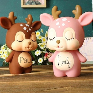 Hucha de regalo, decoración habitación infantil, hucha personalizada, regalo para niños, primera hucha, regalo navidad, ciervo