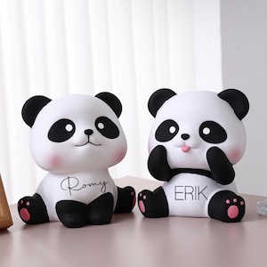 Hucha de oso panda, carta para niño, boda, cumpleaños con grabado/nombre, regalo de boda, inauguración de la casa