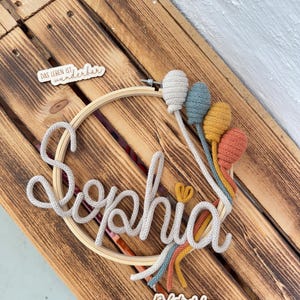 Personalisierter Schriftzug aus Draht und Wolle Türschild Namensschild Geschenk Taufe Geburt Hochzeit Platzkarte Buchstaben Strickname