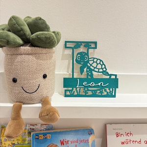 Targa per porta tartaruga | Targhetta per la cameretta dei bambini | Targa per porta | Targa in legno personalizzata | Decorazione murale | scritte