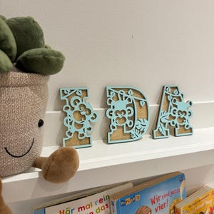 Letrero de puerta de madera mono, placa con nombre para habitación infantil, letras de madera, decoración habitación infantil, letrero de madera, letras de madera