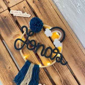 Personalisierter Schriftzug aus Draht und Wolle Türschild Namensschild Geschenk Taufe Geburt Hochzeit Platzkarte Buchstaben Name
