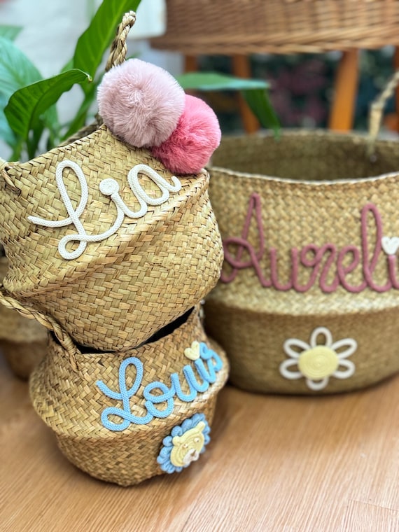 Spielzeugkorb Korb Personalisierter Aufbewahrungskorb mit Wunschfigur, Seegras Korb, spielzeugkiste spielzeugkorb Kinderzimmer Dekoration