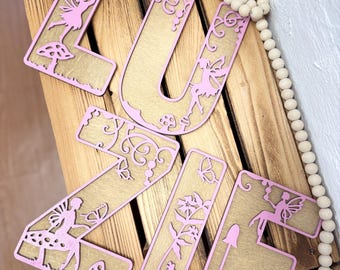 Personalized wooden fairy door sign, nameplate for children's room, wooden lettering, children's room decoration, wooden sign