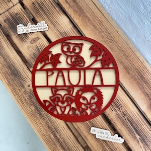 Cartello porta animali della foresta | Targhetta per cameretta dei bambini | Cartello sulla porta | Cartello in legno personalizzato | Decorazione murale | lettere