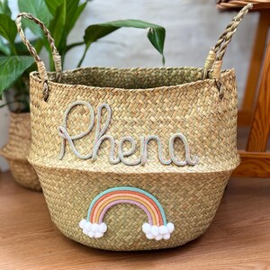 Toy basket basket personalized storage basket with desired figure, seagrass basket, toy box toy basket children's room decoration image 5