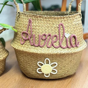 Toy basket basket personalized storage basket with desired figure, seagrass basket, toy box toy basket children's room decoration image 7