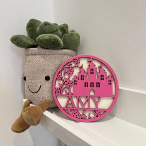 Letrero de puerta princesa | Placa de identificación habitación infantil | Señal de puerta | Letrero de madera personalizado | Decoración de paredes | letras