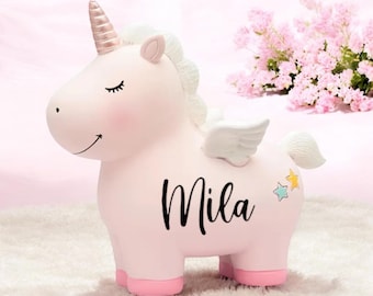 Einhorn Spardose Geschenk, Deko Kinderzimmer, Spardose personalisiert, Geschenk für Kinder, Erste spardose, Geschenk Einschulung, Einhorn