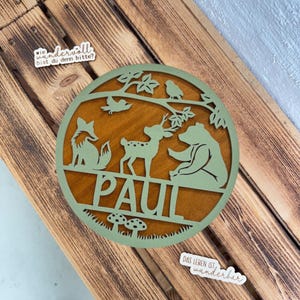 Targhe personalizzate con nomi di animali del bosco in legno per la cameretta dei bambini | Decorazione affascinante per i piccoli amanti della natura e della foresta!