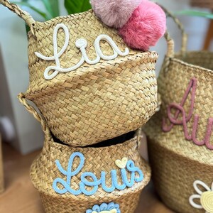 Toy basket basket personalized storage basket with desired figure, seagrass basket, toy box toy basket children's room decoration image 4