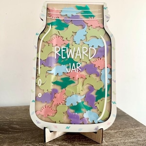 Belohnungsglas aus Holz, Belohnung für Kinder, Acryl Smiley, Stern, Herz, Münze, Belohnung, Motivation, Spielspaß, Kinderzimmer, Geburtstag