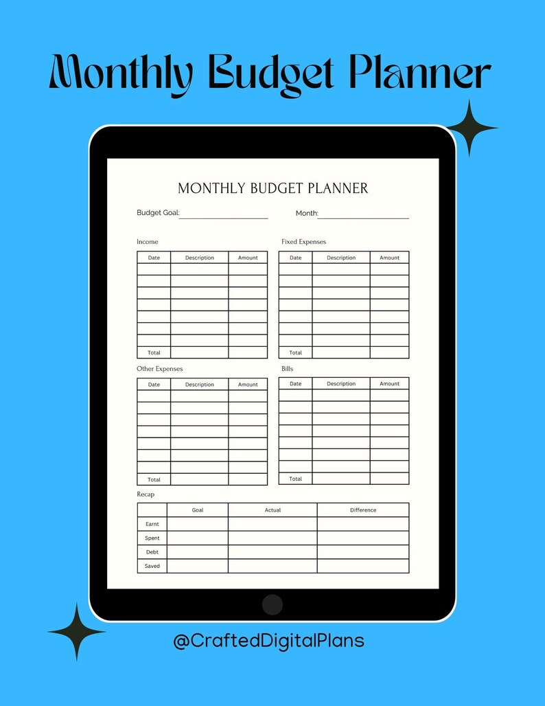 Monthly Budget Planner | Digital Download | Budget | Financial Tracker ...