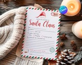 Letter to Santa Editable, Printable Santa Wish List Letters, Christmas Letter, Easy to print, Instant Download, Printable for kids, Canva