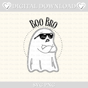 Cool ghost with glasses - &quot;Boo Bro&quot; - PNG and SVG, Halloween