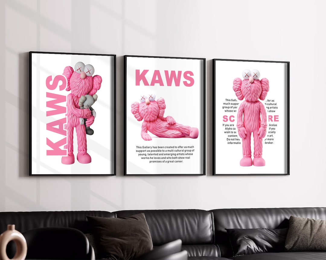 Pink Hypebeast Figure Poster, Set of 3, Hypebeast Figure, Kaws Graffiti ...