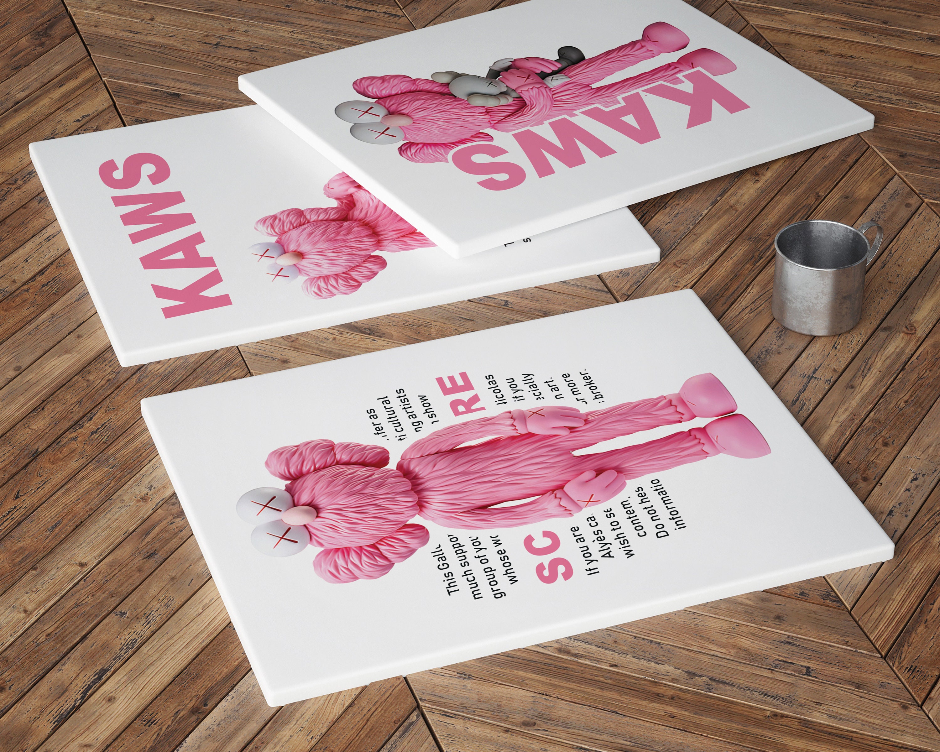 Pink Hypebeast Figure Poster, Set of 3, Hypebeast Figure, Kaws Graffiti ...