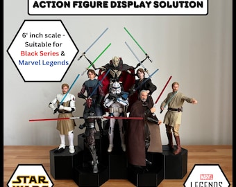 6 Inch - 1/12 Scale Action Figures Hexagon Display Stand | 3D Printed Display Risers | Star Wars Black Series/Marvel Legends Peg Free Holder