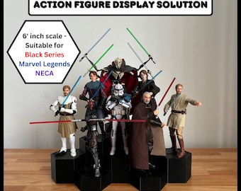 6 Inch - 1/12 Scale Action Figure Hexagon Display Stand | 3D Printed Display Risers | Custom Design | Star Wars Black Series/Marvel Legends