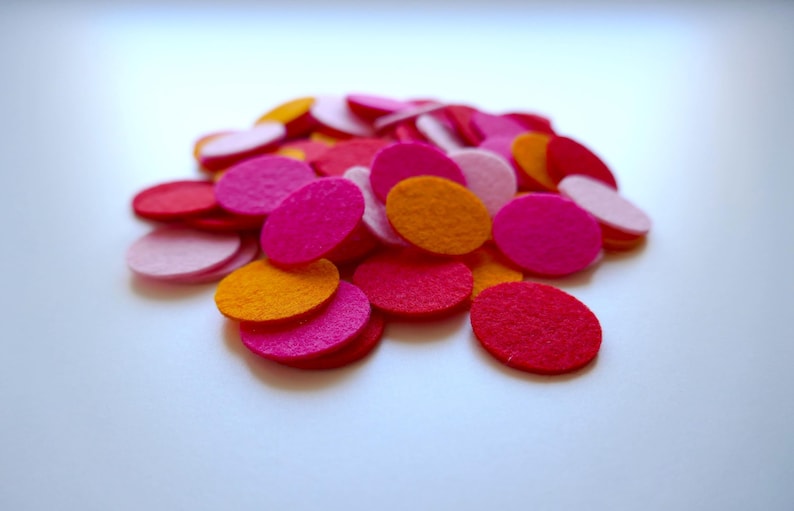 KONFETTI aus Filz - wiederverwendbar, ø 20 mm, Dekoration, Geburtstag, Party, Basteln, Karneval sunset