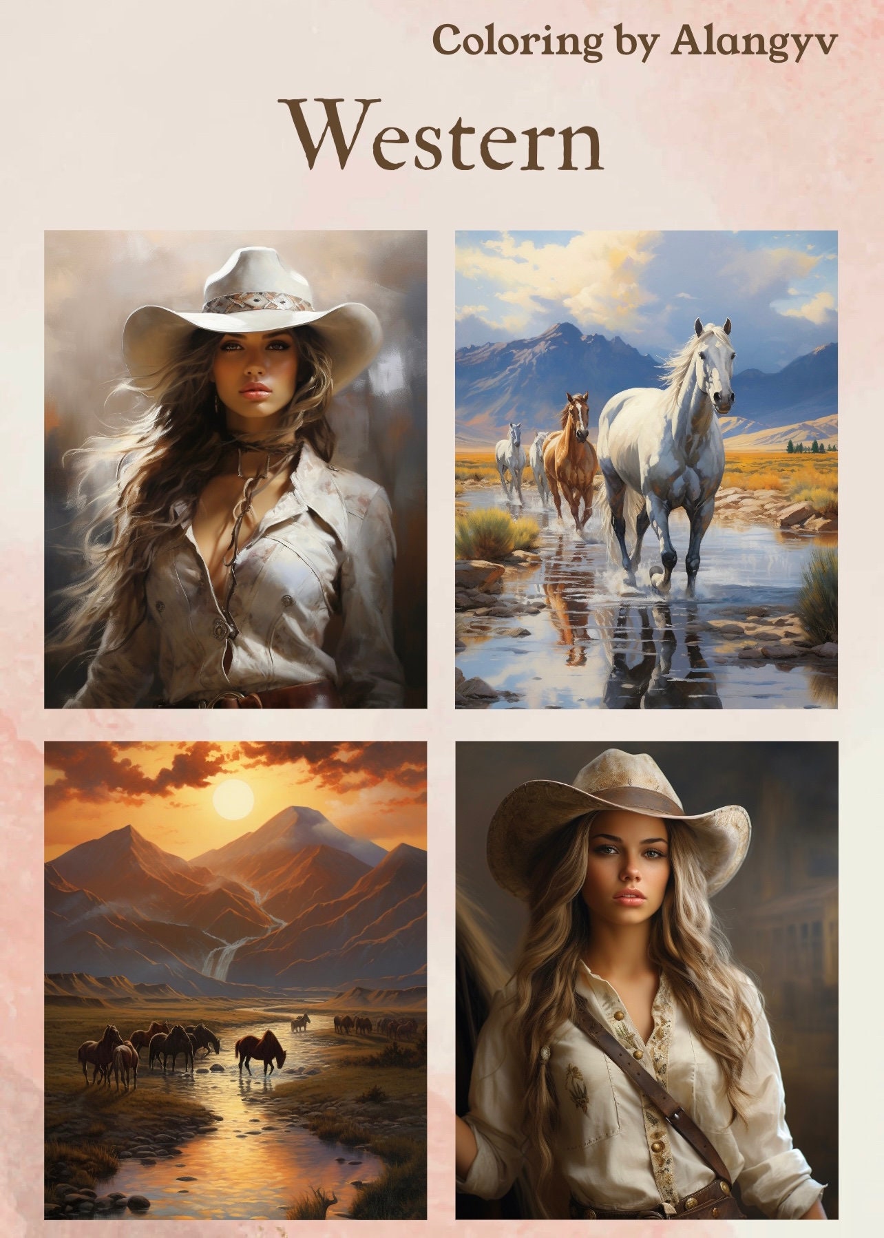 Western Coloring Book - Adult Coloring Pages, Instant Download ...