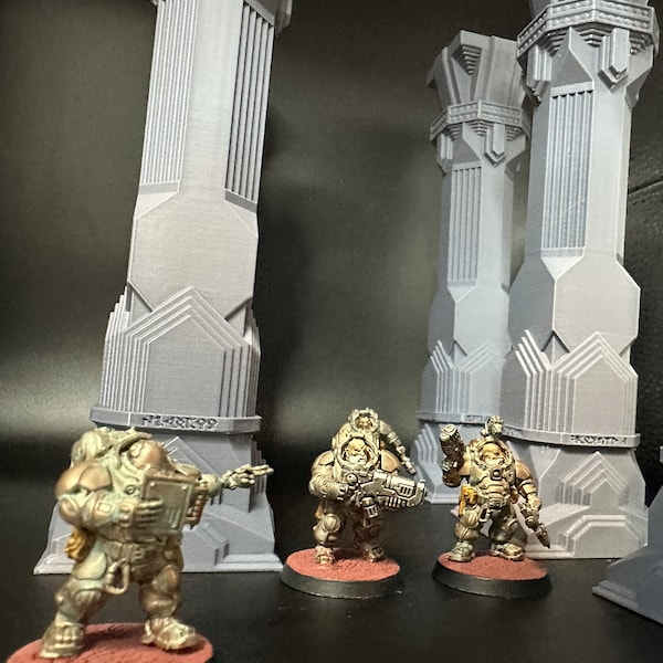 Large Dwarven Pillar Terrain / Dwarf Ancient Columns in a LOTR DND or Wargaming Style  / Suitable for Wargaming or Dungeons and Dragons