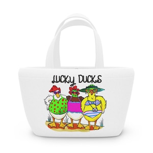 Lucky Ducks Lunch Bag - Fun Picnic Bag, Thermal Tote for Food, Kids' Lunch Box, Summer Outings, Gift for Food Lovers