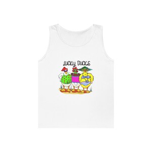 Lucky Ducks Unisex Heavy Cotton Tank Top - Playful Summer Wear, Funny Gift, Pool Party Outfit, Casual Lounge Top