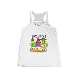 Lucky Ducks Racerback Tank - Fun Summer Top, Women&#39;s Casual Wear, Perfect for Parties, Gift for Duck Lovers, Vacation Essentials