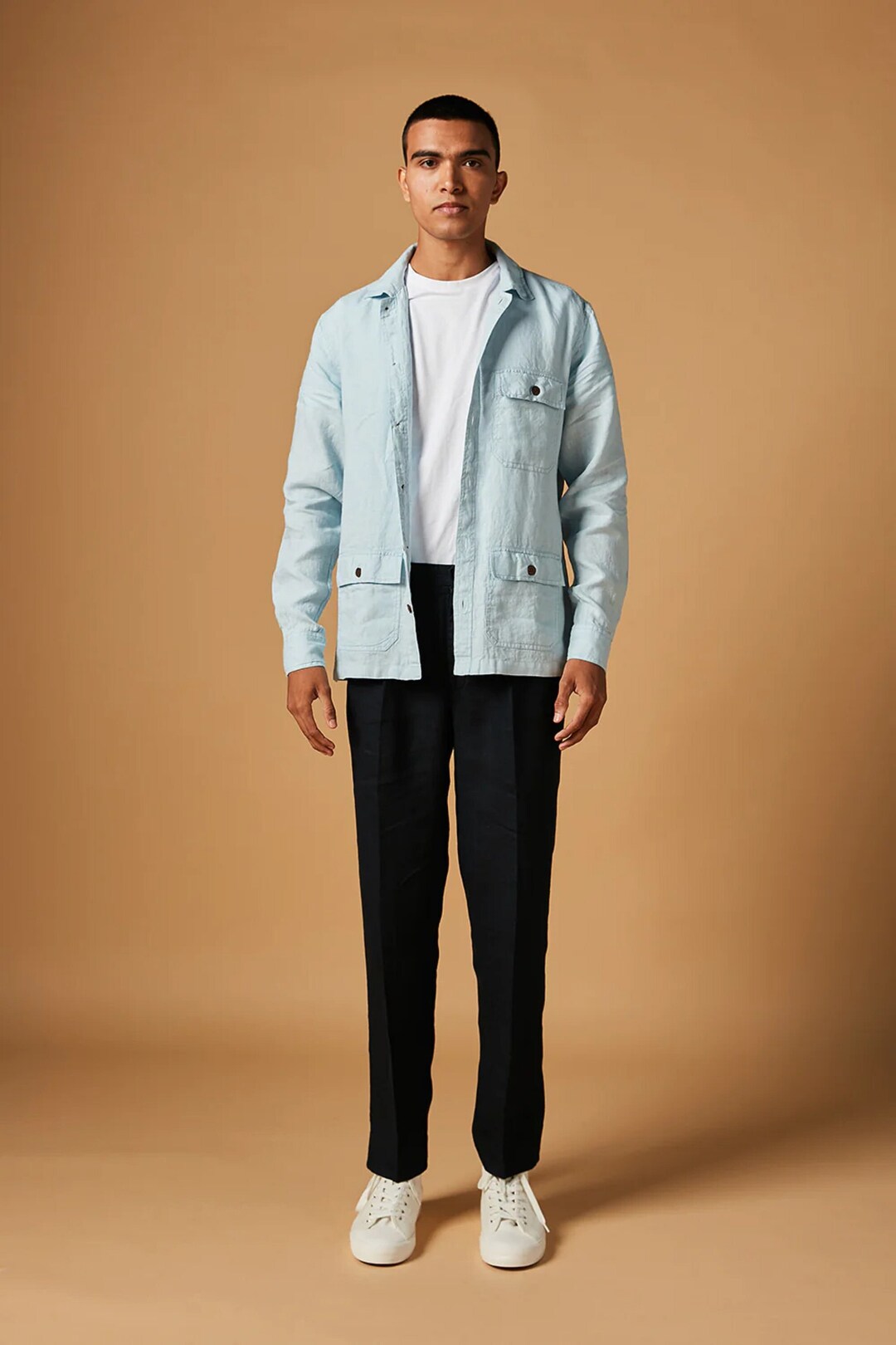 Men Linen Pleated Trousers, Men's Trousers, Loose Fit Pants, Casual