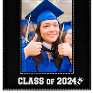 Graduation Class of 2024 Picture Frame Elegant Black with Silver Foil engraving available in three sizes - 4x6, 5x7 or 8x10