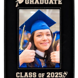 Graduation Class of 2025 Picture Frame Elegant Black with Gold Foil engraving available in three sizes - 4x6, 5x7 or 8x10
