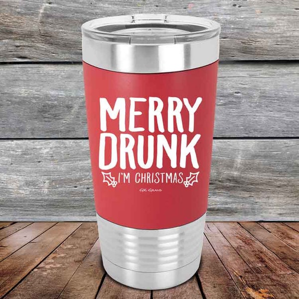 Merry Drunk I’m Christmas - 20 oz Premium Silicone Wrapped Engraved Tumbler available in Red, White, Black & Teal