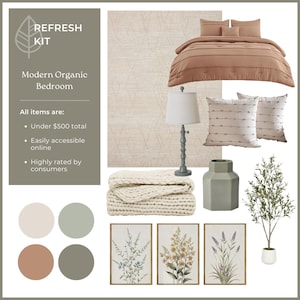 Modern Organic Bedroom Design | Online Interior Design | Interior Design Service | Mood Board | Shoppable Design | Modern Organic Bedroom