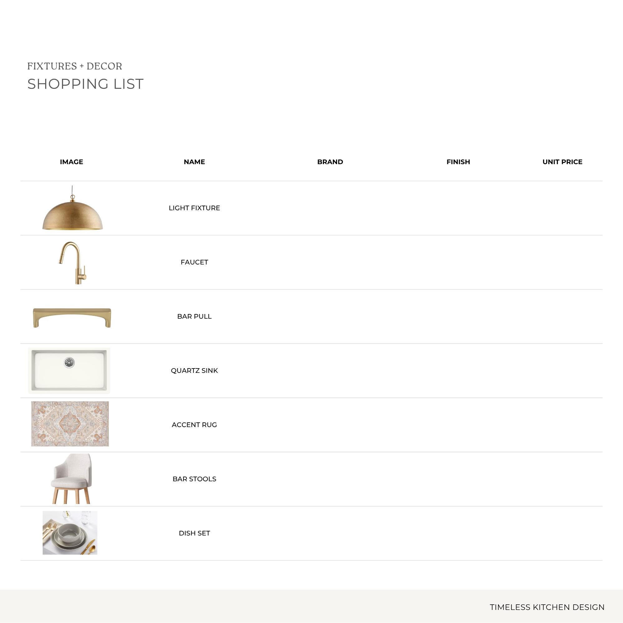 Timeless Kitchen Design Style Kit: Mood Board & Shopping List (PDF ...