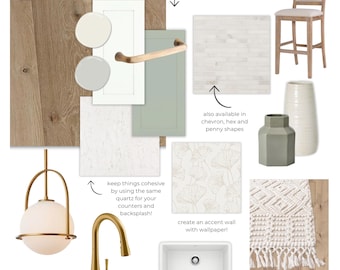 Boho Farmhouse Kitchen Design Style Kit: Mood Board & Shopping List (PDF Download)