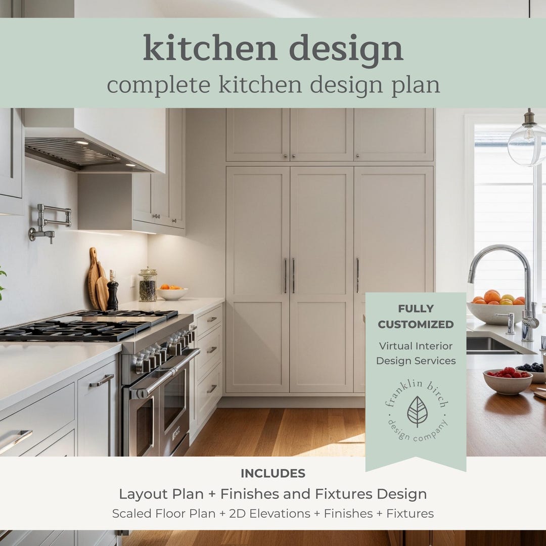 Complete Kitchen Design Plan - Fully Customized Virtual Interior Design ...