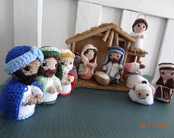 Conjunto completo de ganchillo de la Sagrada Familia, amigurumi