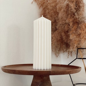Large Ribbed Thick Pillar Candle/Scented/ Customisable/Anniversary