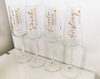 Champagne Flute, Personalised Champagne Flute, Champagne Glass, Prosecco Glass, Bridal Party Glass, Wedding Day Glass, Engagement Glass