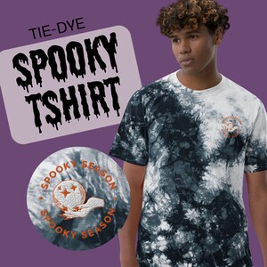 Spooky Season Halloween Tshirt Haftowana koszulka Tie Dye Czarno-biała koszulka Tie Dye Oversized Tie Dye Koszulka Spooky Season