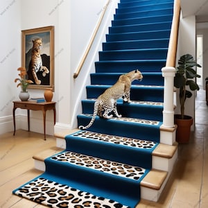 Leopard Läufer Teppich Handgemacht | Hand getufteter Wollteppich | Teppich Läufer Wollteppiche für Wohnzimmer Geschenk Weihnachten