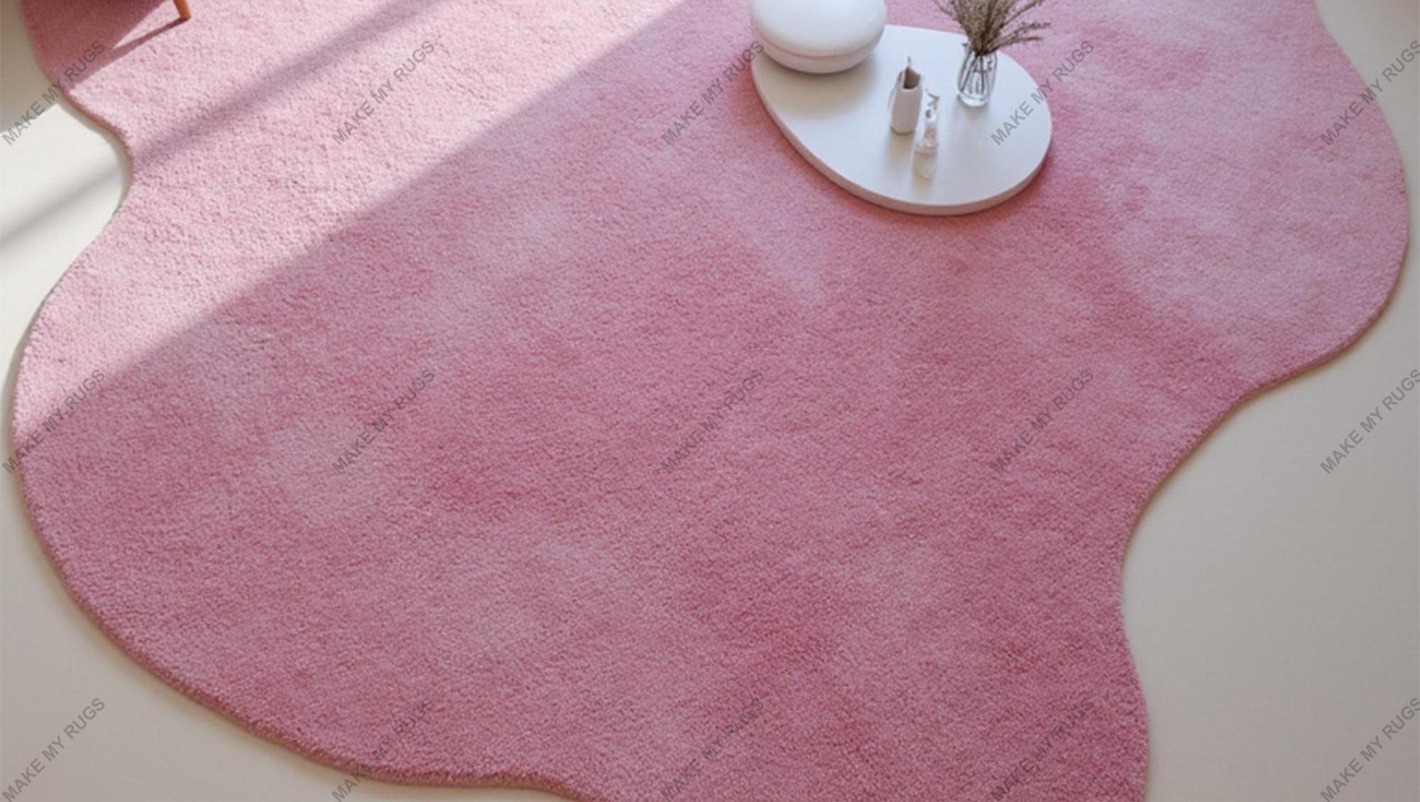 Hand-tufted Irregular Pink Wool Rug: Modern Plush Carpet - Etsy
